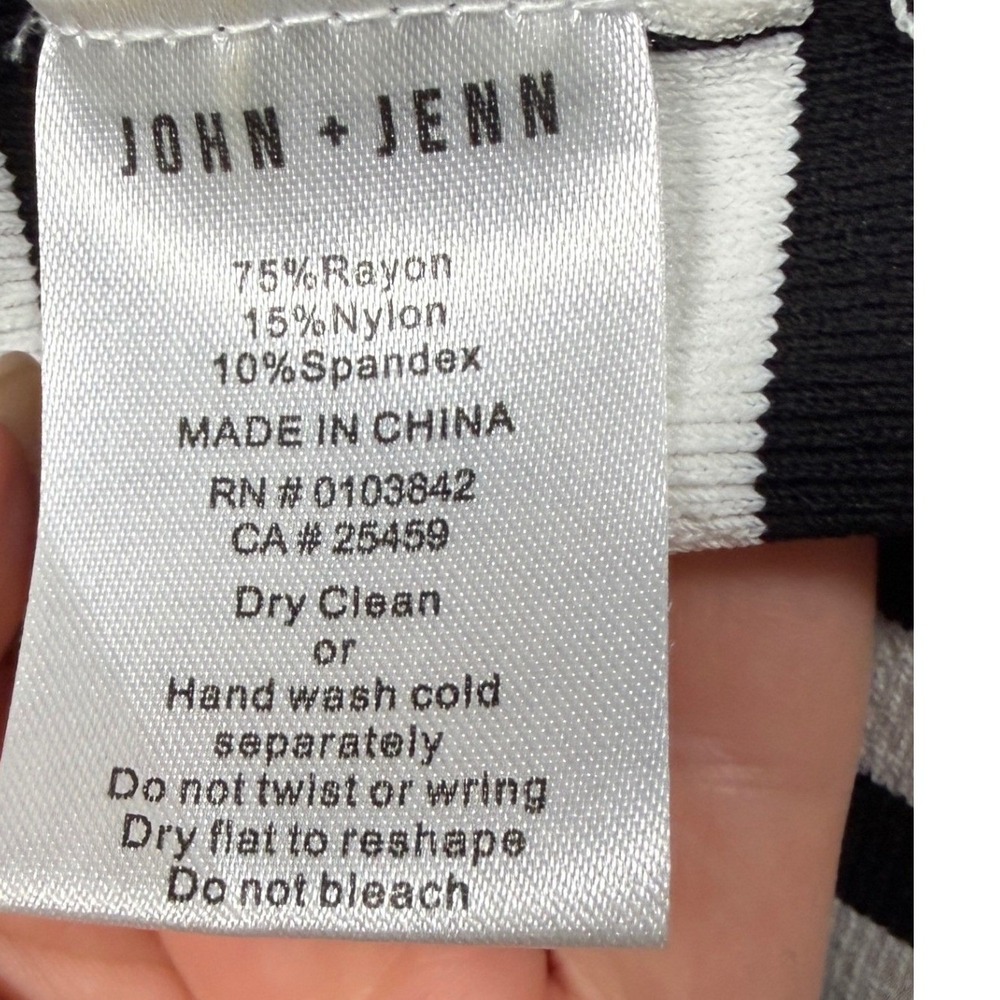 John + Jenn Striped Knit Bodycon Midi Dress Black White Size Small - Picture 11 of 13